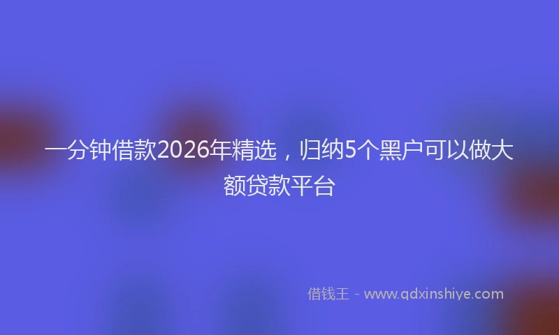 一分钟借款2026年精选，归纳5个黑户可以做大额贷款平台