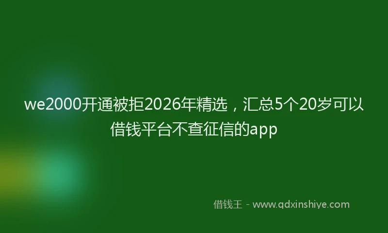 we2000开通被拒2026年精选,汇总5个20岁可以借钱平台不查征信的app