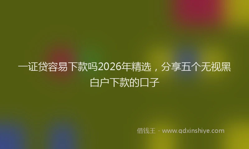一证贷容易下款吗2026年精选，分享五个无视黑白户下款的口子
