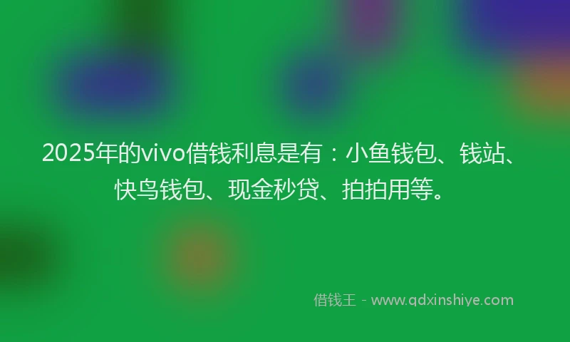 2025年的vivo借钱利息是有：小鱼钱包、钱站、快鸟钱包、现金秒贷、拍拍用等。