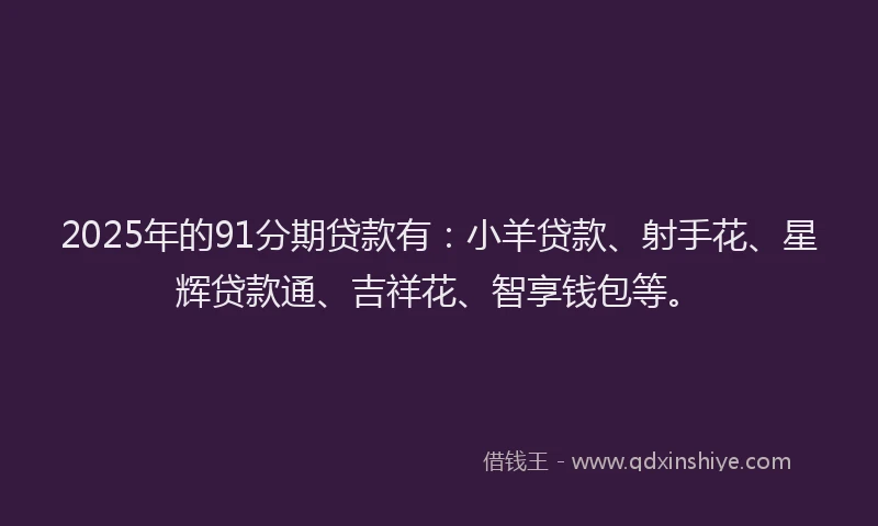 2025年的91分期贷款有：小羊贷款、射手花、星辉贷款通、吉祥花、智享钱包等。