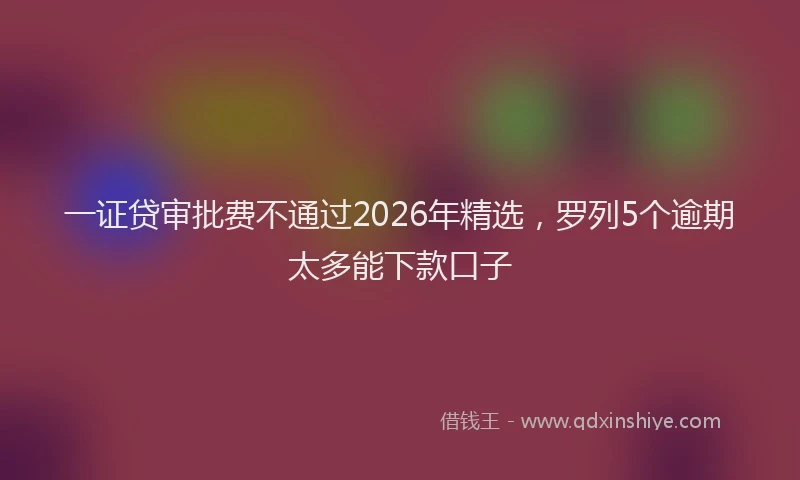 一证贷审批费不通过2026年精选，罗列5个逾期太多能下款口子
