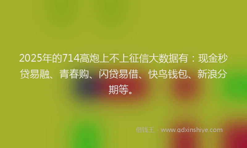 2025年的714高炮上不上征信大数据有：现金秒贷易融、青春购、闪贷易借、快鸟钱包、新浪分期等。