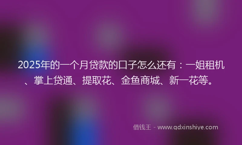 2025年的一个月贷款的口子怎么还有：一姐租机、掌上贷通、提取花、金鱼商城、新一花等。