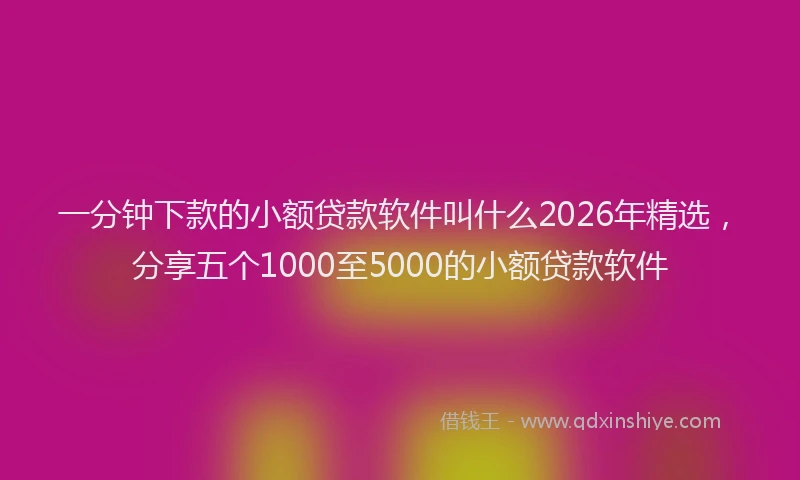 一分钟下款的小额贷款软件叫什么2026年精选，分享五个1000至5000的小额贷款软件
