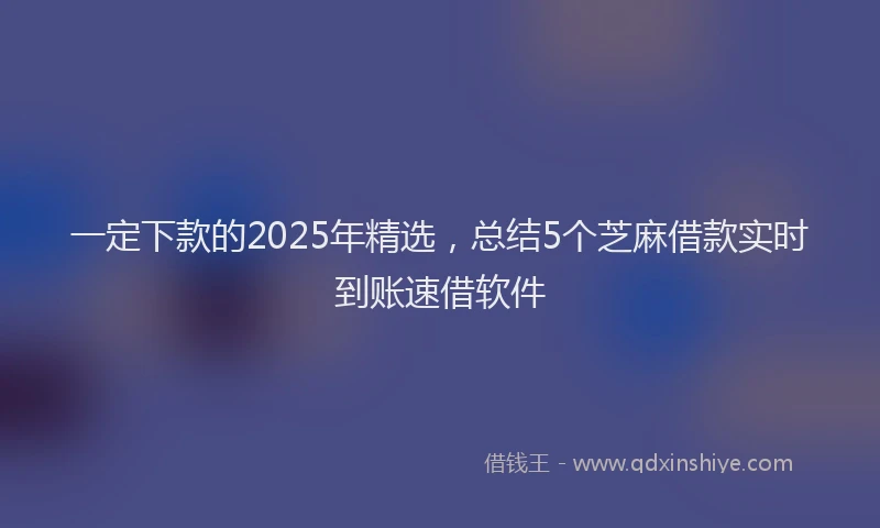 一定下款的2025年精选,总结5个芝麻借款实时到账速借软件