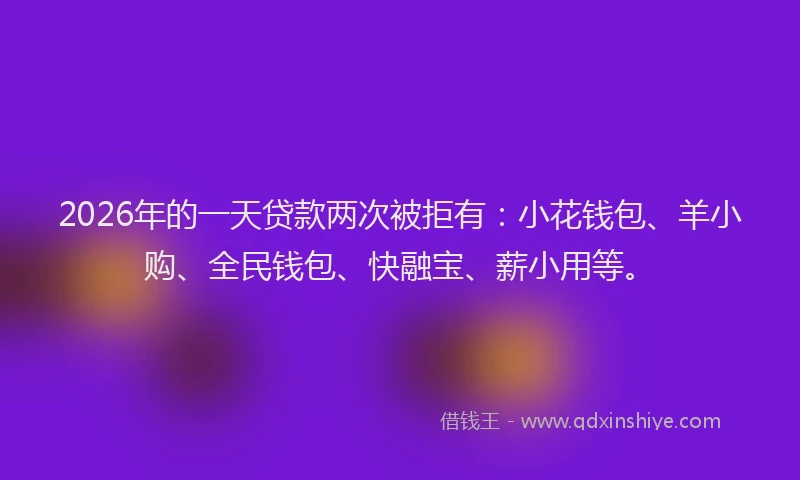 2026年的一天贷款两次被拒有：小花钱包、羊小购、全民钱包、快融宝、薪小用等。