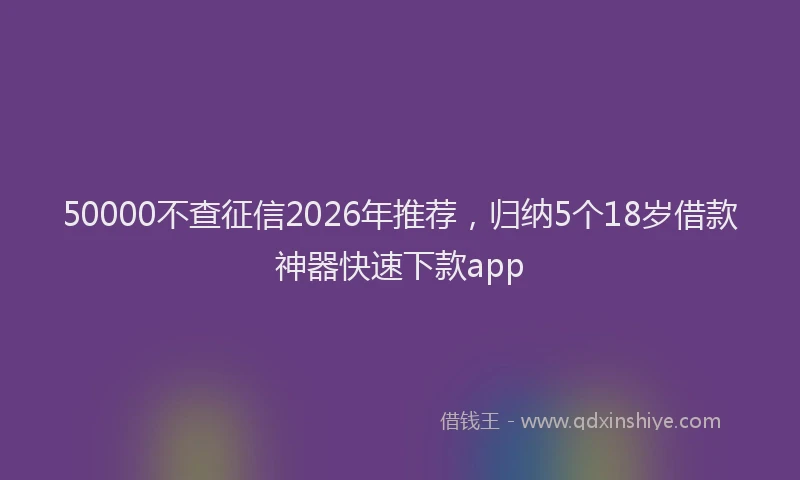 50000不查征信2026年推荐，归纳5个18岁借款神器快速下款app