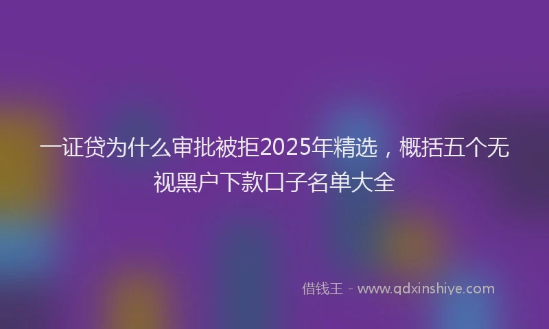 一证贷为什么审批被拒2025年精选，概括五个无视黑户下款口子名单大全