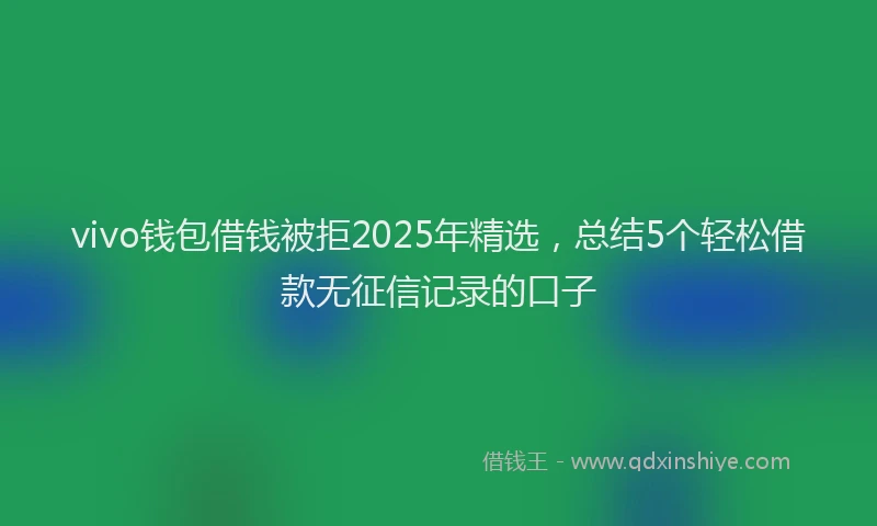 vivo钱包借钱被拒2025年精选,总结5个轻松借款无征信记录的口子