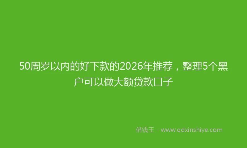 50周岁以内的好下款的2026年推荐，整理5个黑户可以做大额贷款口子