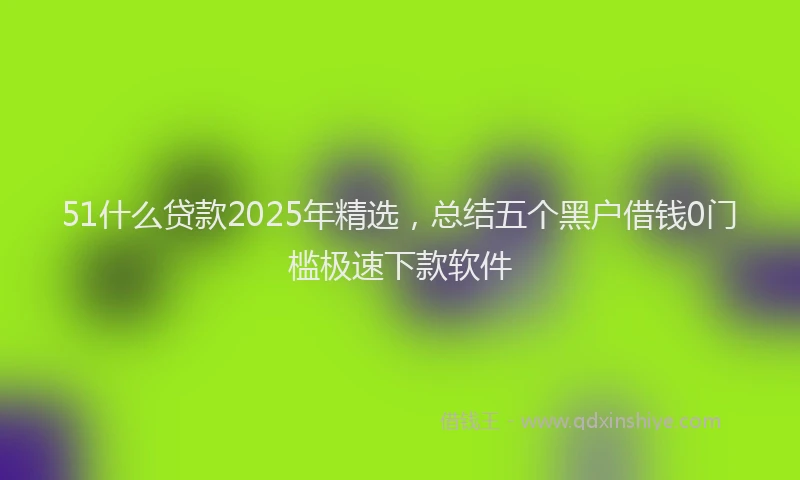 51什么贷款2025年精选,总结五个黑户借钱0门槛极速下款软件