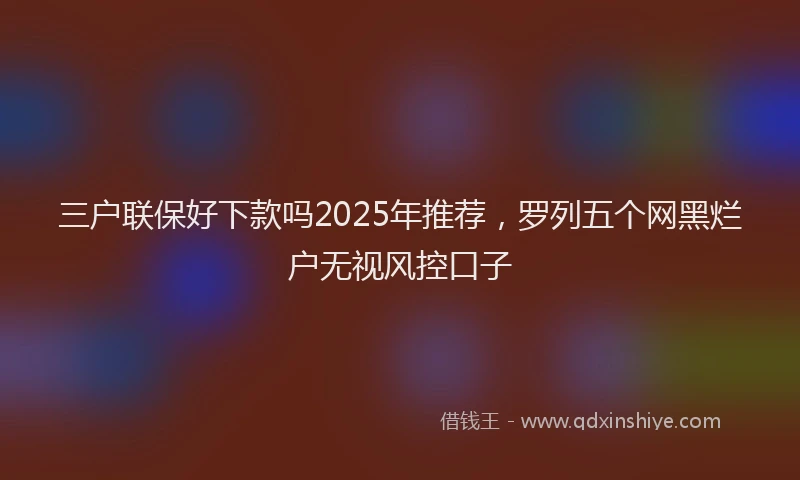 三户联保好下款吗2025年推荐，罗列五个网黑烂户无视风控口子