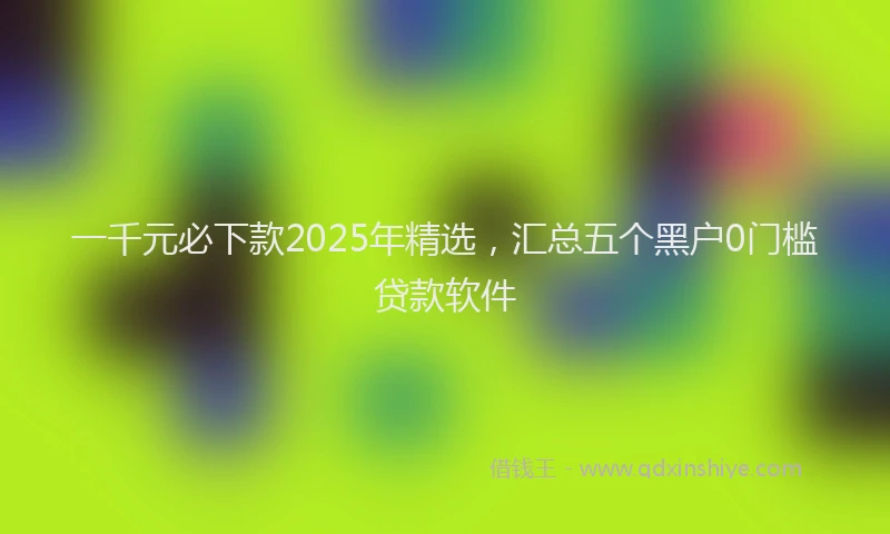 一千元必下款2025年精选，汇总五个黑户0门槛贷款软件