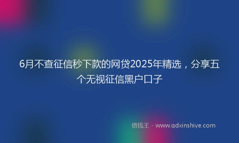 6月不查征信秒下款的网贷2025年精选，分享五个无视征信黑户口子