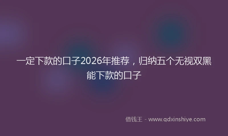 一定下款的口子2026年推荐,归纳五个无视双黑能下款的口子