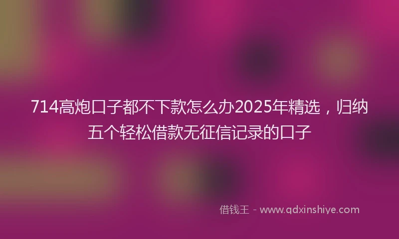 714高炮口子都不下款怎么办2025年精选，归纳五个轻松借款无征信记录的口子