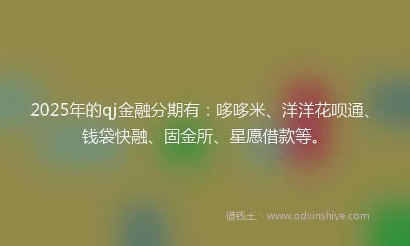 2025年的qj金融分期有：哆哆米、洋洋花呗通、钱袋快融、固金所、星愿借款等。