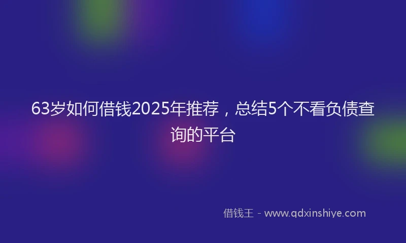 63岁如何借钱2025年推荐，总结5个不看负债查询的平台