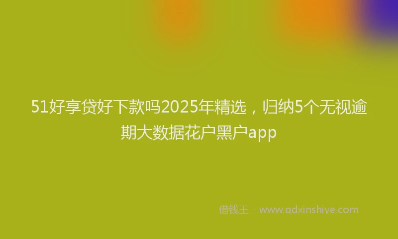 51好享贷好下款吗2025年精选，归纳5个无视逾期大数据花户黑户app