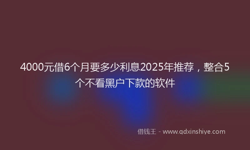 4000元借6个月要多少利息2025年推荐，整合5个不看黑户下款的软件