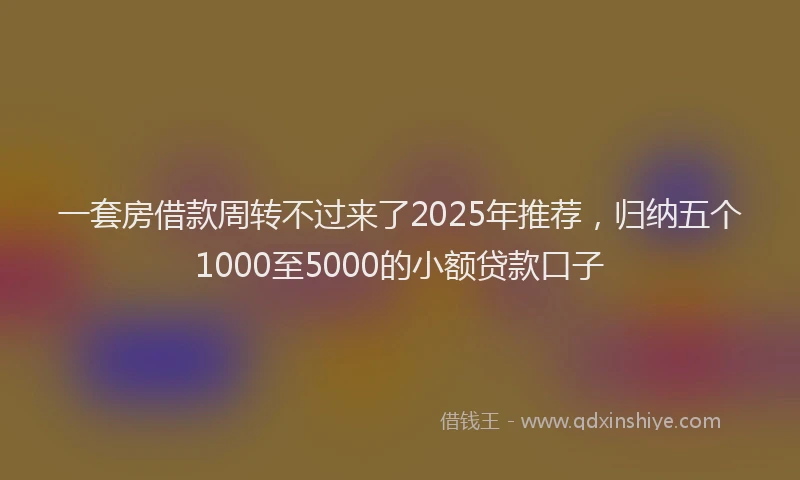一套房借款周转不过来了2025年推荐，归纳五个1000至5000的小额贷款口子