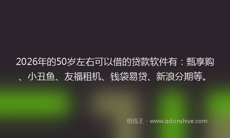 2026年的50岁左右可以借的贷款软件有：甄享购、小丑鱼、友福租机、钱袋易贷、新浪分期等。