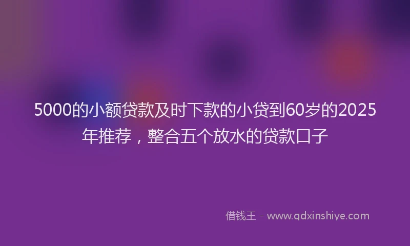 5000的小额贷款及时下款的小贷到60岁的2025年推荐,整合五个放水的贷款口子