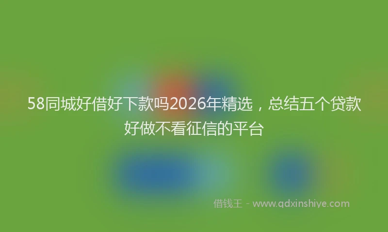 58同城好借好下款吗2026年精选，总结五个贷款好做不看征信的平台