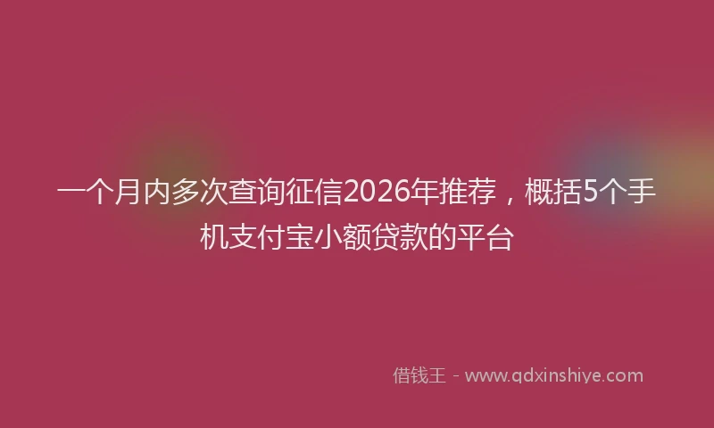 一个月内多次查询征信2026年推荐，概括5个手机支付宝小额贷款的平台