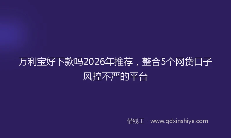 万利宝好下款吗2026年推荐，整合5个网贷口子风控不严的平台
