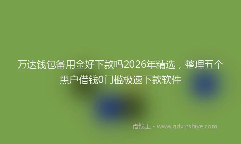 万达钱包备用金好下款吗2026年精选，整理五个黑户借钱0门槛极速下款软件