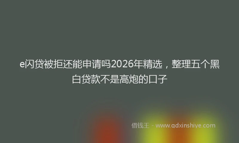 e闪贷被拒还能申请吗2026年精选，整理五个黑白贷款不是高炮的口子