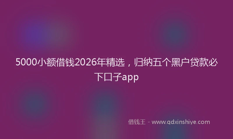 5000小额借钱2026年精选，归纳五个黑户贷款必下口子app
