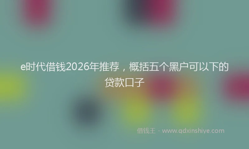 e时代借钱2026年推荐，概括五个黑户可以下的贷款口子