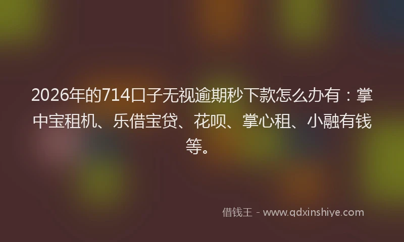 2026年的714口子无视逾期秒下款怎么办有：掌中宝租机、乐借宝贷、花呗、掌心租、小融有钱等。