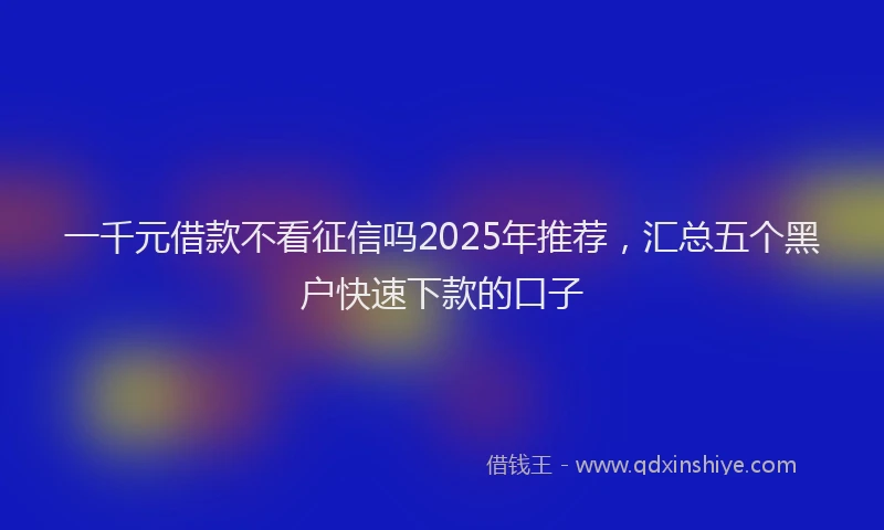 一千元借款不看征信吗2025年推荐，汇总五个黑户快速下款的口子