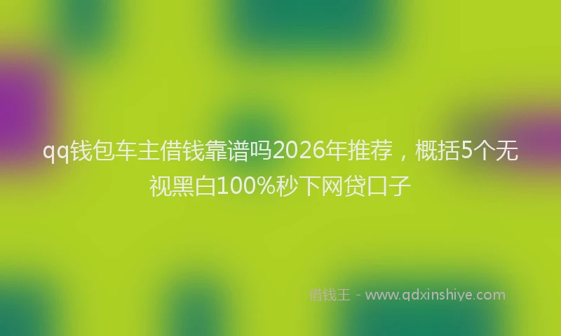 qq钱包车主借钱靠谱吗2026年推荐，概括5个无视黑白100%秒下网贷口子