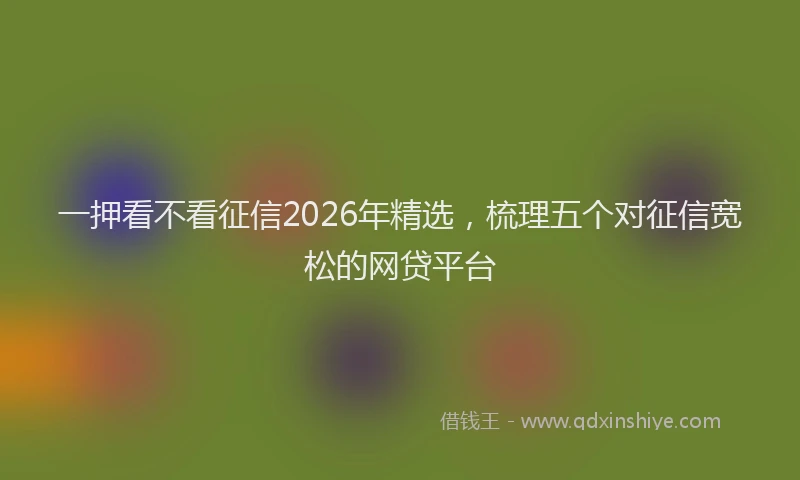 一押看不看征信2026年精选，梳理五个对征信宽松的网贷平台