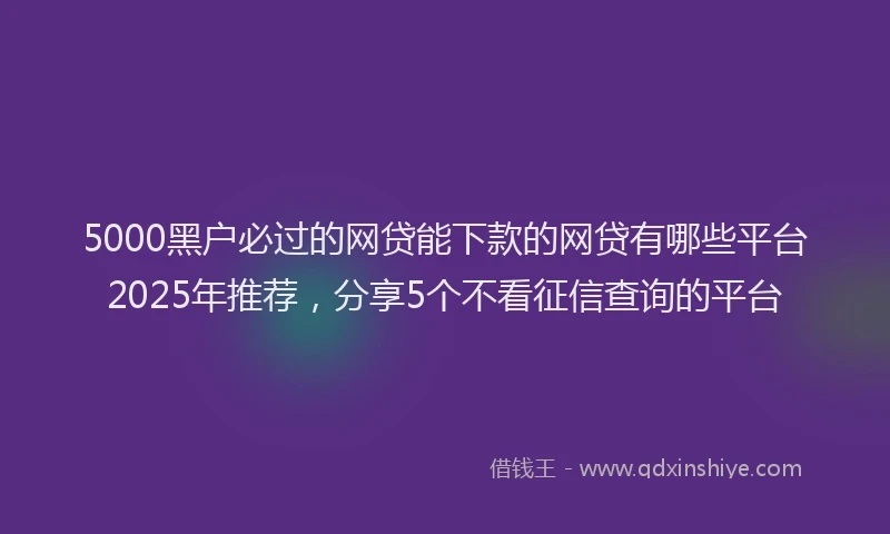 5000黑户必过的网贷能下款的网贷有哪些平台2025年推荐,分享5个不看征信查询的平台