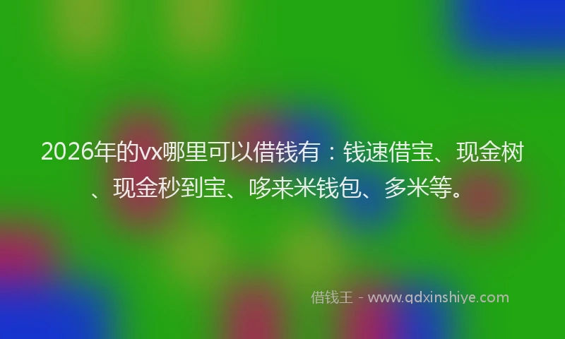 2026年的vx哪里可以借钱有：钱速借宝、现金树、现金秒到宝、哆来米钱包、多米等。