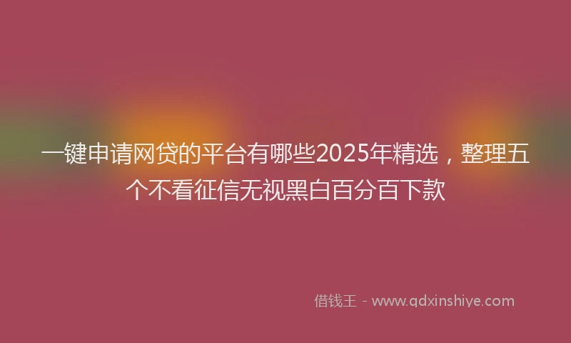 一键申请网贷的平台有哪些2025年精选，整理五个不看征信无视黑白百分百下款