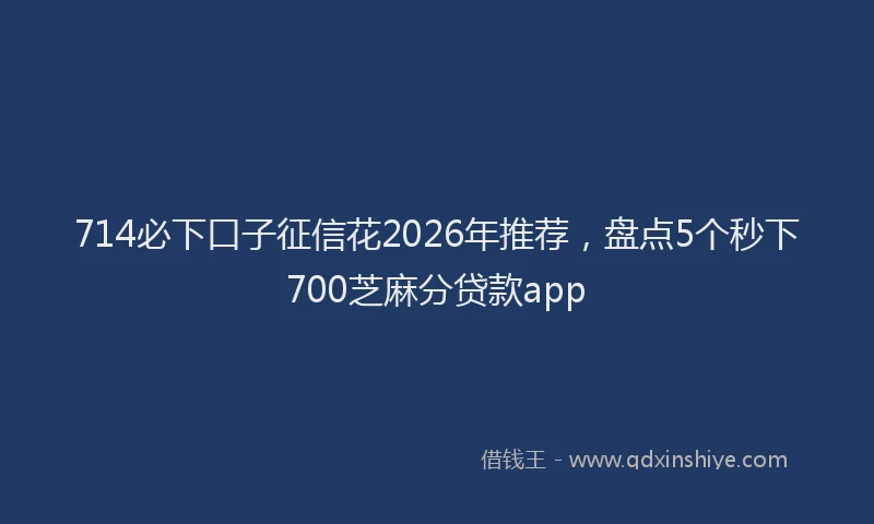 714必下口子征信花2026年推荐，盘点5个秒下700芝麻分贷款app