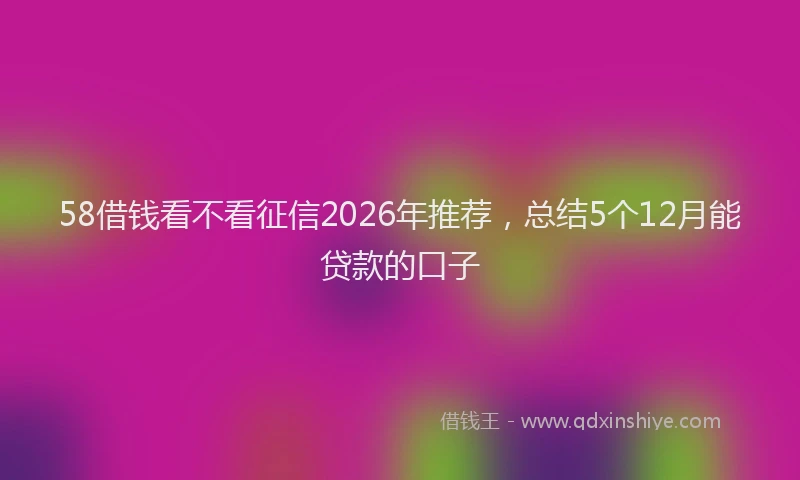58借钱看不看征信2026年推荐，总结5个12月能贷款的口子