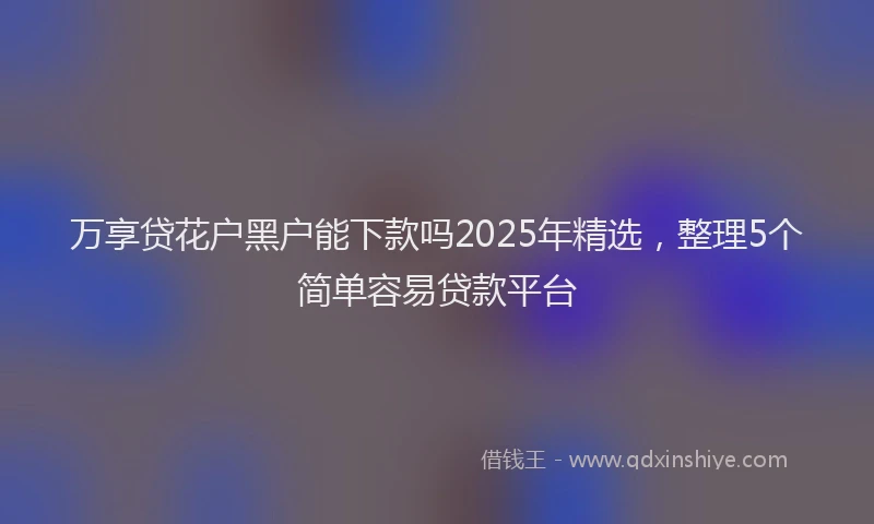 万享贷花户黑户能下款吗2025年精选，整理5个简单容易贷款平台