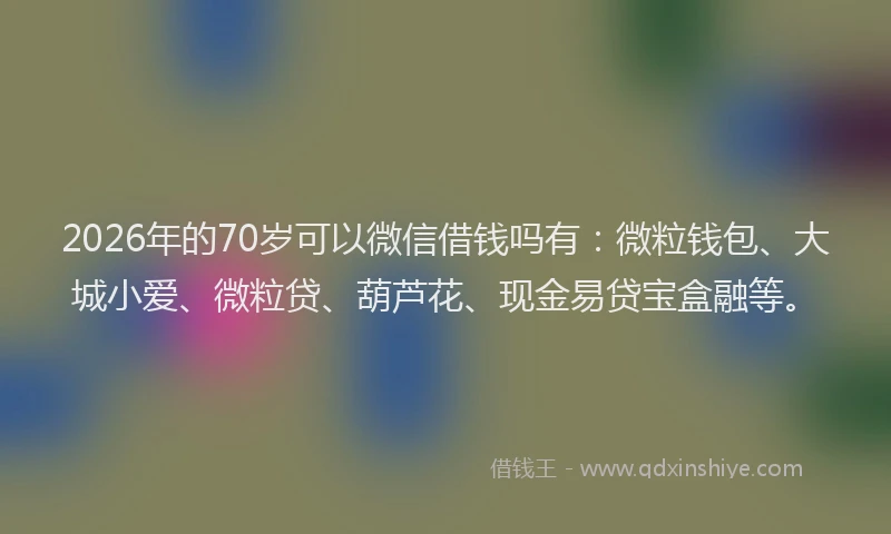 2026年的70岁可以微信借钱吗有：微粒钱包、大城小爱、微粒贷、葫芦花、现金易贷宝盒融等。