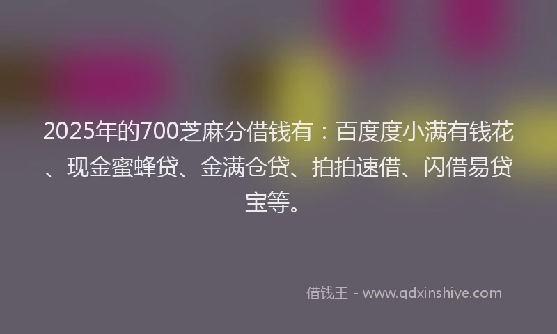 2025年的700芝麻分借钱有：百度度小满有钱花、现金蜜蜂贷、金满仓贷、拍拍速借、闪借易贷宝等。