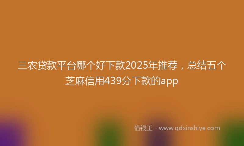 三农贷款平台哪个好下款2025年推荐，总结五个芝麻信用439分下款的app