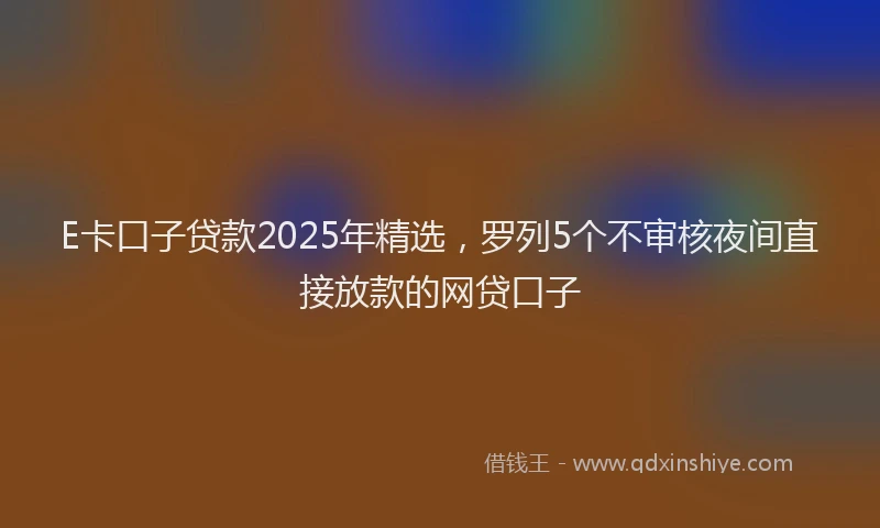 E卡口子贷款2025年精选，罗列5个不审核夜间直接放款的网贷口子