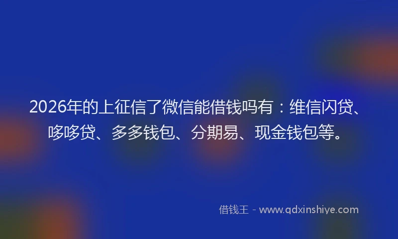 2026年的上征信了微信能借钱吗有:维信闪贷、哆哆贷、多多钱包、分期易、现金钱包等。